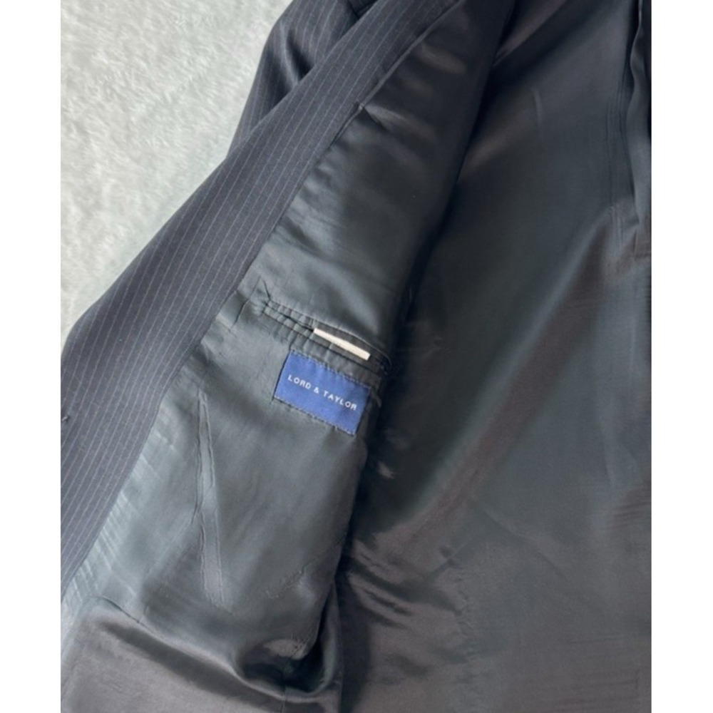 Lauren Ralph Lauren Blazer Mens 42T Wool Cashmere‎ Black Blue Pinstripe - Picture 10 of 16